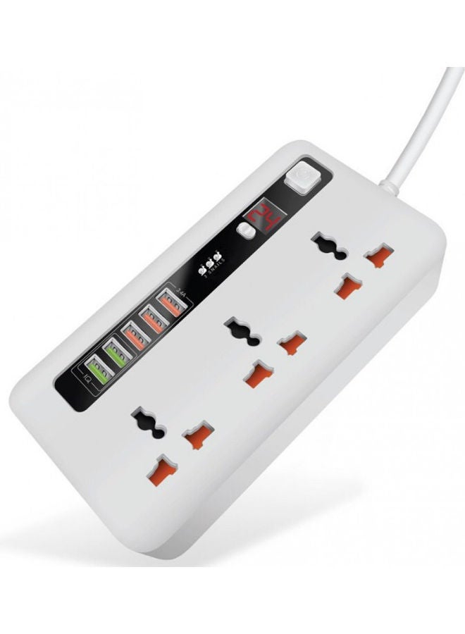 Self-Timer Electrical Connection With 3 AC Outlets And 5 USB Ports White  - Image 1