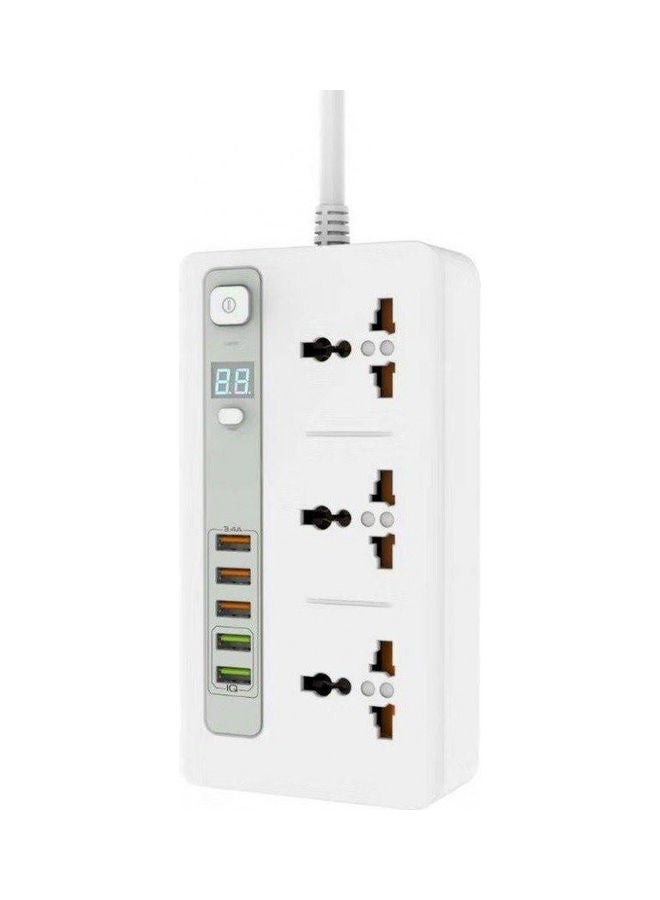 Self-Timer Electrical Connection With 3 AC Outlets And 5 USB Ports White  - Image 2