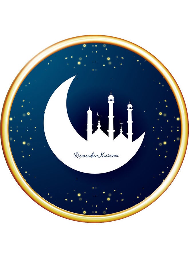 "ملصق جداري بتصميم عبارة "Eid Ramadan Kareem" أزرق 30x30سم 