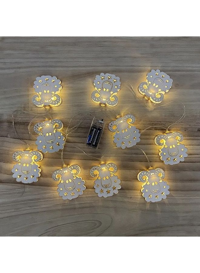 Sheep Lamp String Eid Festival Decoration LED Lights Gold/White 100cm - Image 2