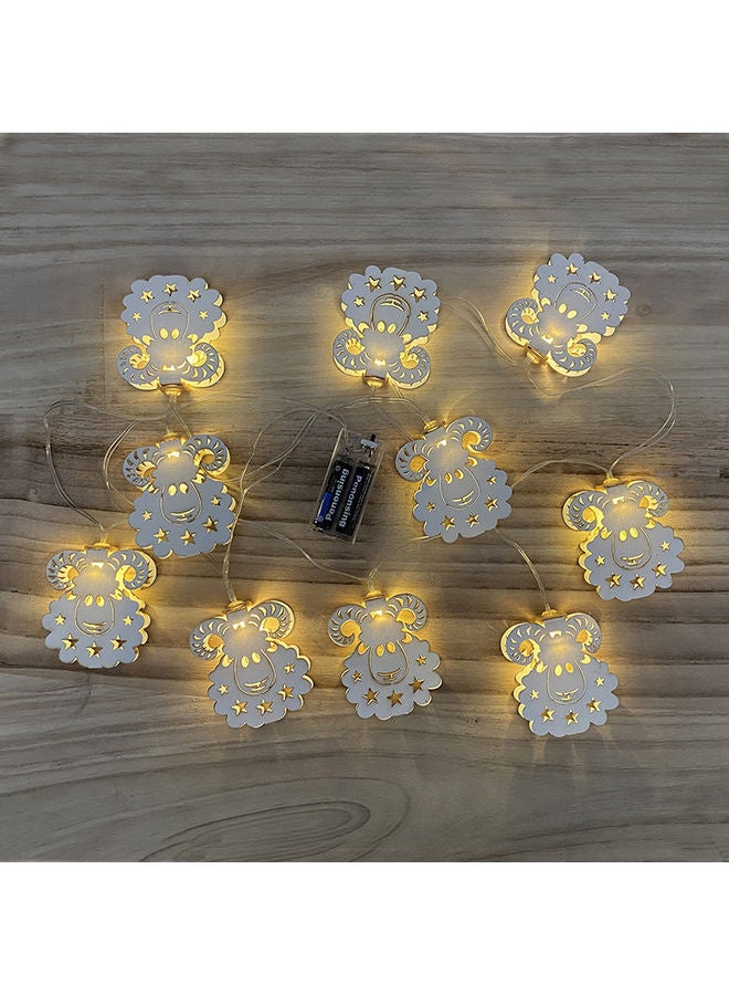 Sheep Lamp String Eid Festival Decoration LED Lights Gold/White 100cm - Image 3