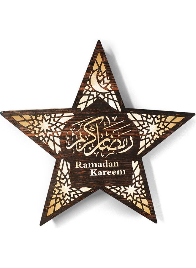 مصباح LED بتصميم نجمة وعبارة "Ramadan Kareem" بني/بيج