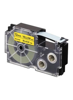 كاسيو طابعة شريط بطاقات لاصقة طراز XR-12YW1-W-DJ أسود/شفاف  - Image 1