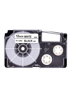 كاسيو طابعة شريط بطاقات لاصقة طراز  XR-12WER1-W-DJ‏ أسود/ أبيض/ شفاف 