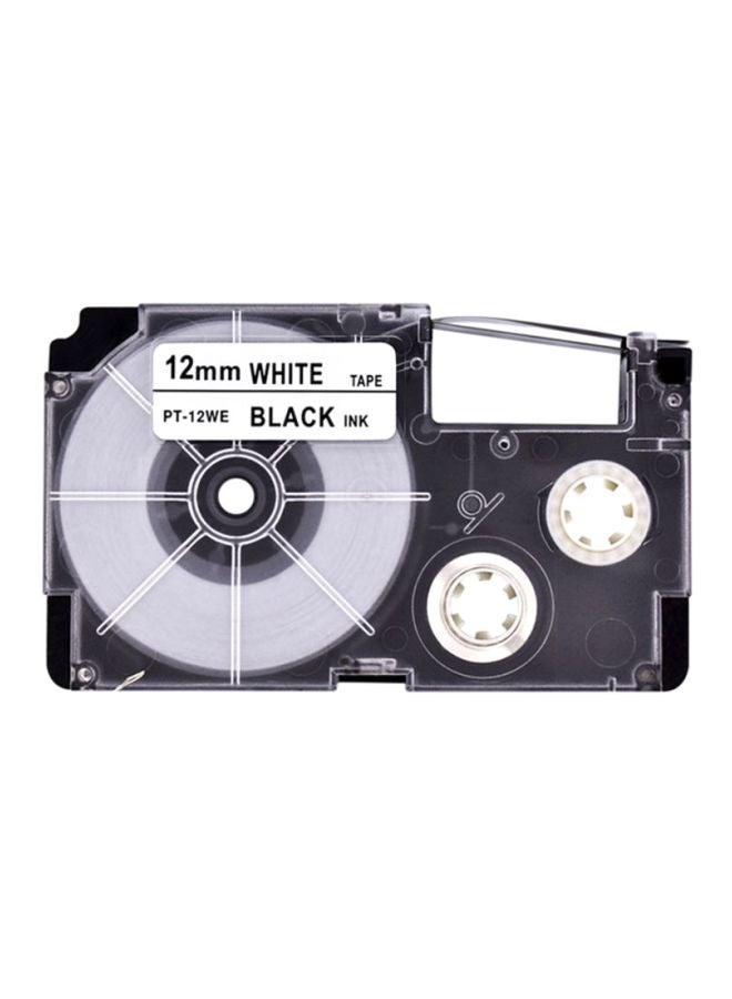 كاسيو طابعة شريط بطاقات لاصقة طراز  XR-12WER1-W-DJ‏ أسود/ أبيض/ شفاف 