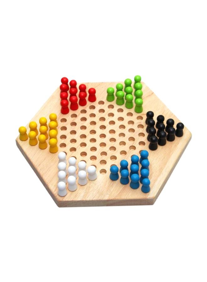 Beauenty Chinese Board Game Wooden Hexagon Checkers Educational Desk  - Image 1