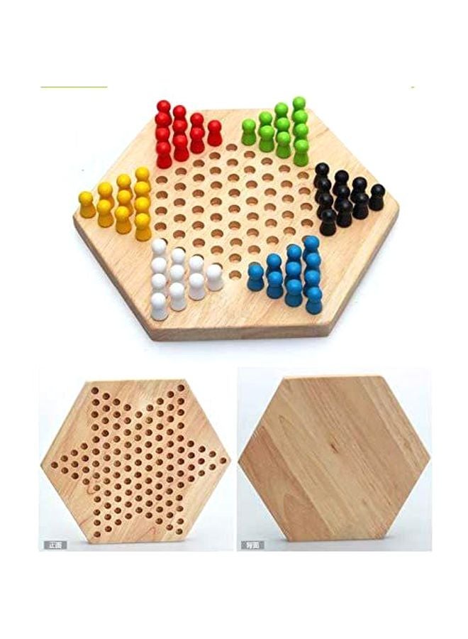 Beauenty Chinese Board Game Wooden Hexagon Checkers Educational Desk  - Image 2