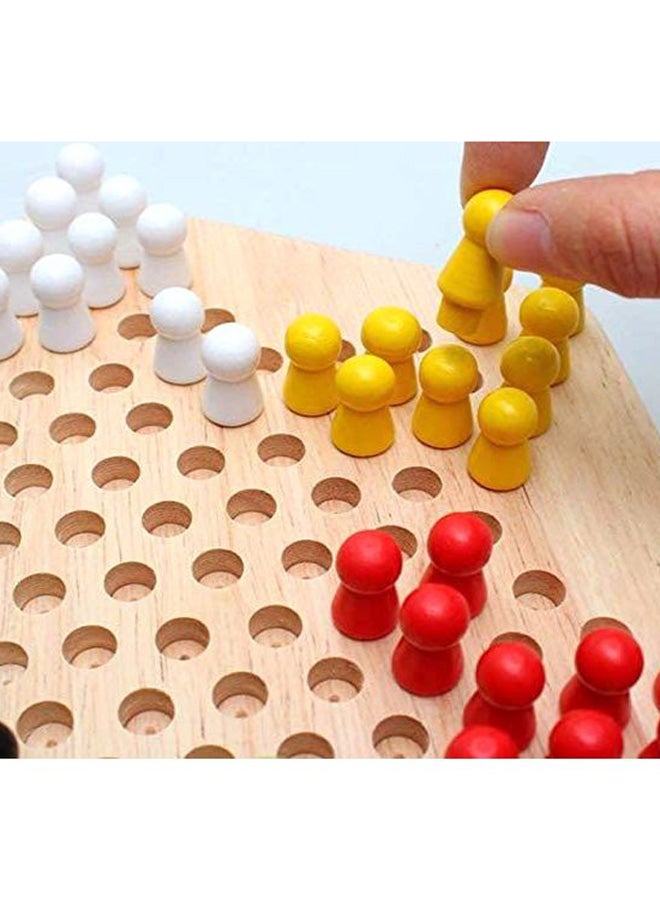 Beauenty Chinese Board Game Wooden Hexagon Checkers Educational Desk  - Image 3