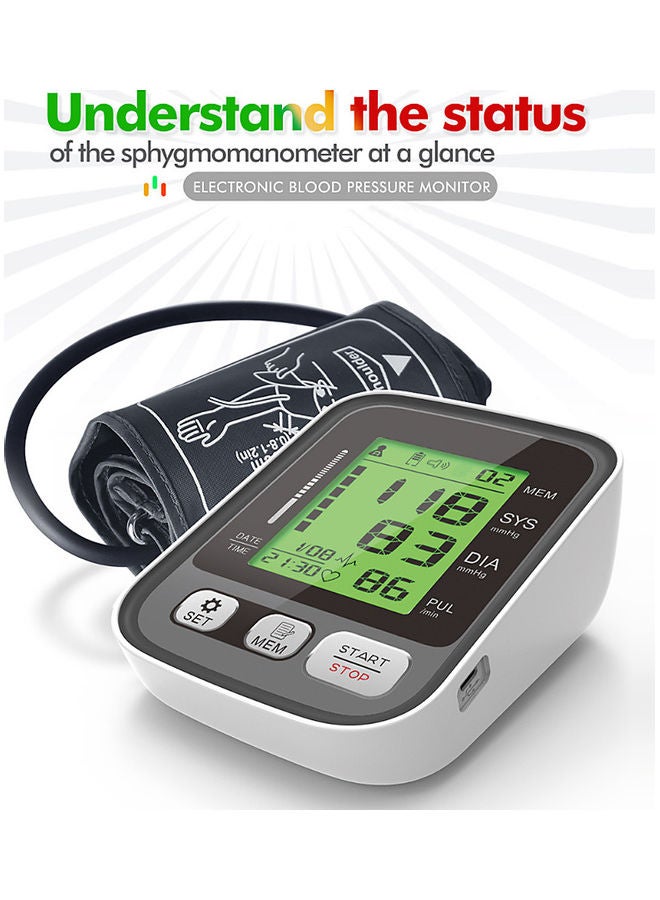 Upper Arm Blood Pressure Monitor With LCD Display