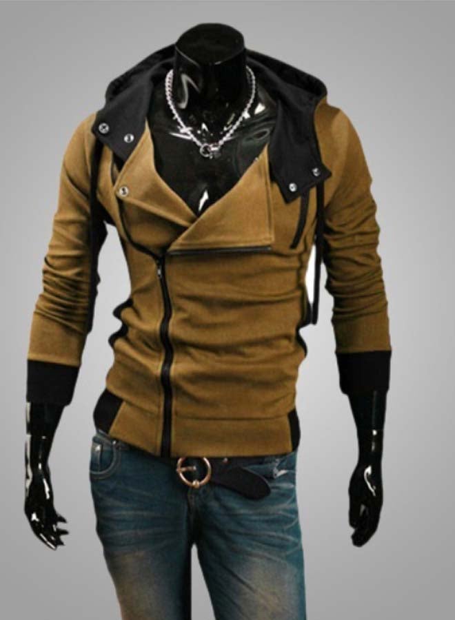 Generic - Fashion Side Zip Long Sleeve Hooded Sweatshirt Wine Red - Image 1
