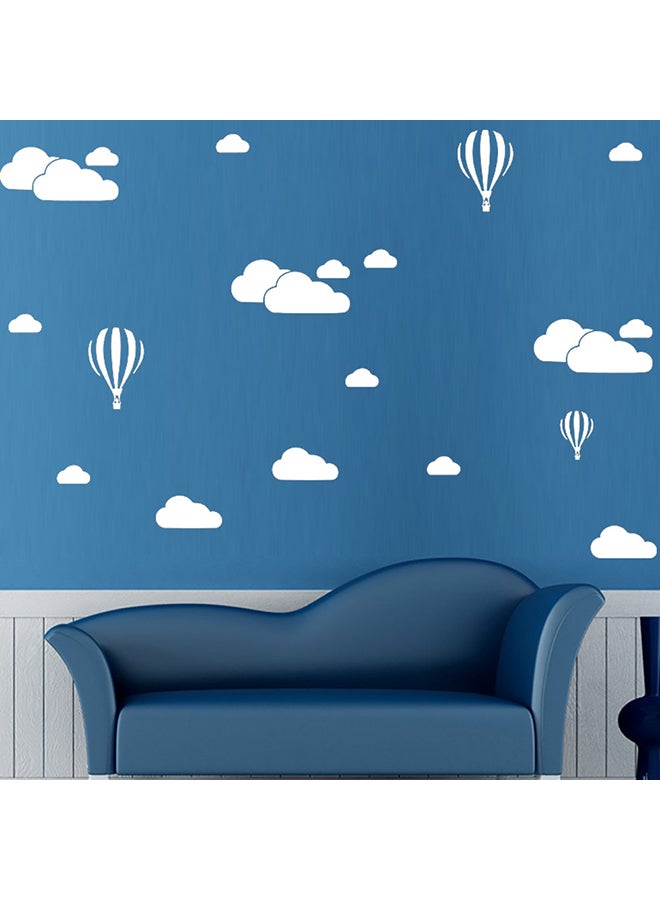 ملصق جداري بتصميم منطاد الهواء الساخن أبيض/أزرق 60 x 90سم 