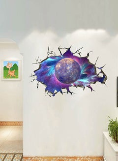 Generic Broken Wall Galaxy Planet 3D Wall Sticker Multicolour 