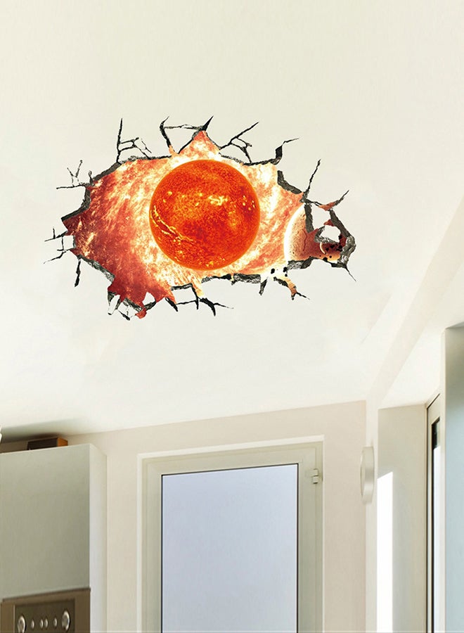 Generic 3D Broken Wall Galaxy Planet Sticker Painting For Floor Ceiling Orange 40 X 60cm 