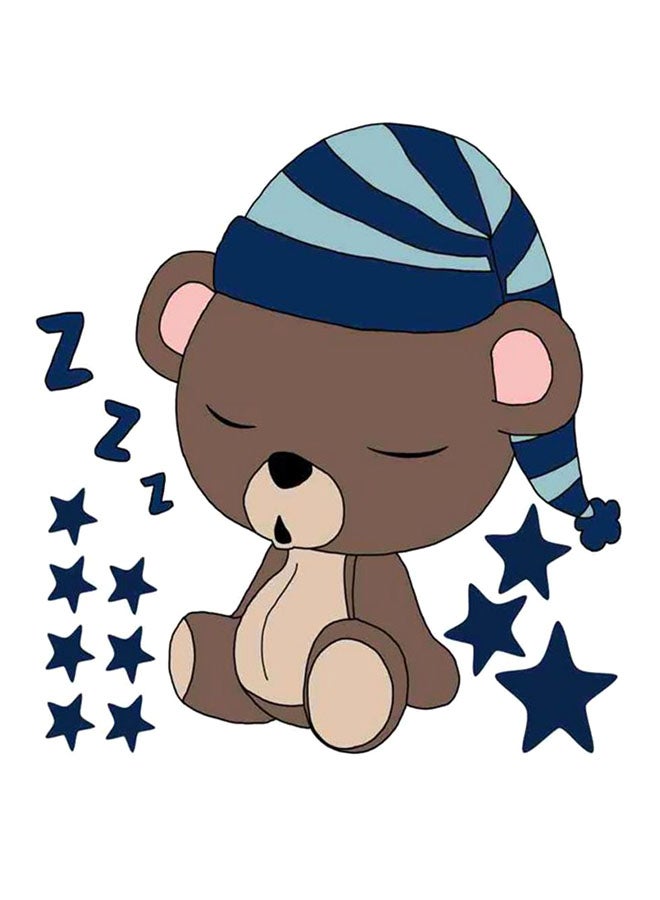 1 Piece Lovely Be Fast Asleep Little Bear Pvc Wall Sticker Blue/Brown 60x90cm  - Image 1