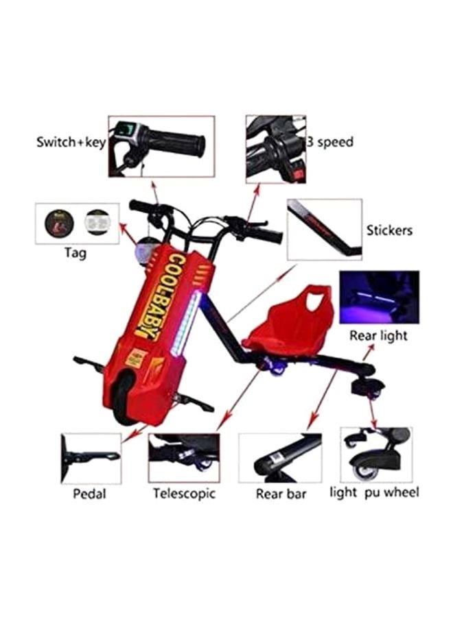 بيوينتي سكوتر دريفت كهربائي مع بلوتوث ودعامة سرعة قابلة للتعديل أحمر - Image 2