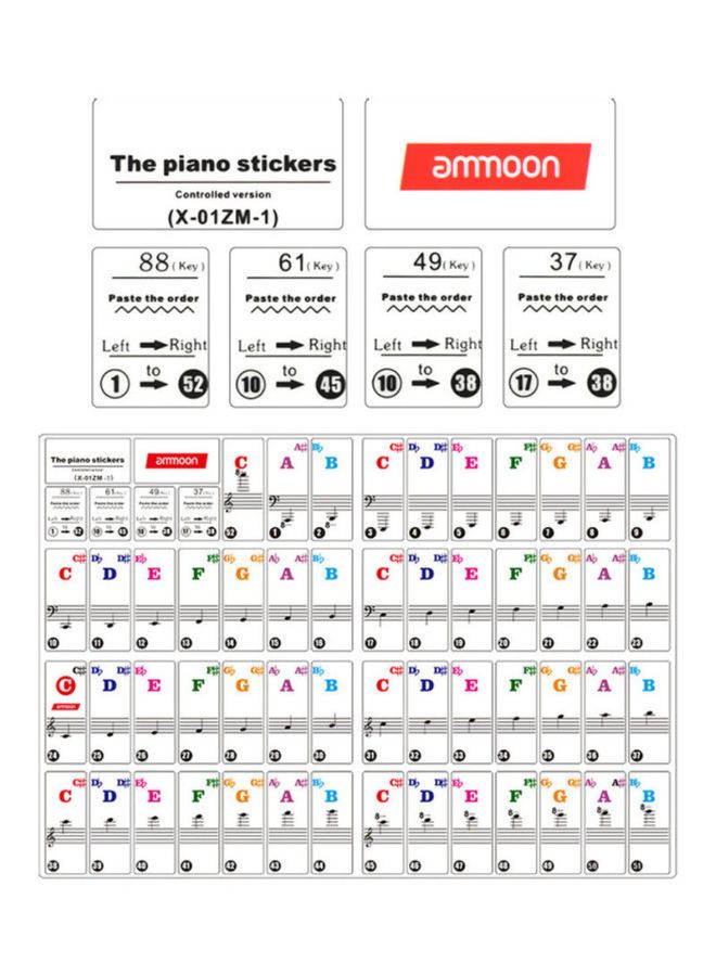 أمون ملصقات ملونة لمفاتيح البيانو - Image 2