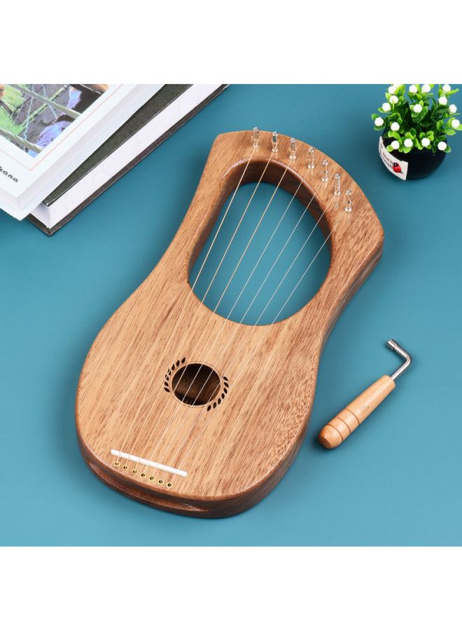 ammoon 7-String Lyre Harp Ancient Style Lyres Terminalia Wood String Instrument with Carry Bag  - Image 4