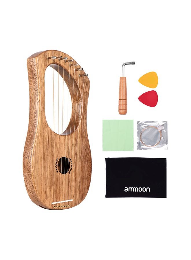 ammoon 7-String Lyre Harp Ancient Style Lyres Terminalia Wood String Instrument with Carry Bag  - Image 1