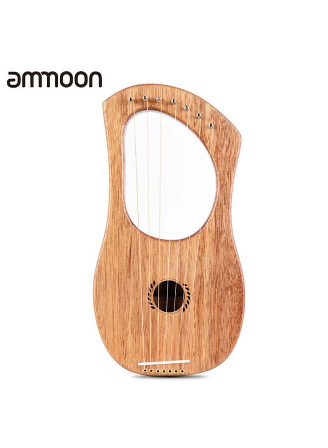 ammoon 7-String Lyre Harp Ancient Style Lyres Terminalia Wood String Instrument with Carry Bag  - Image 5