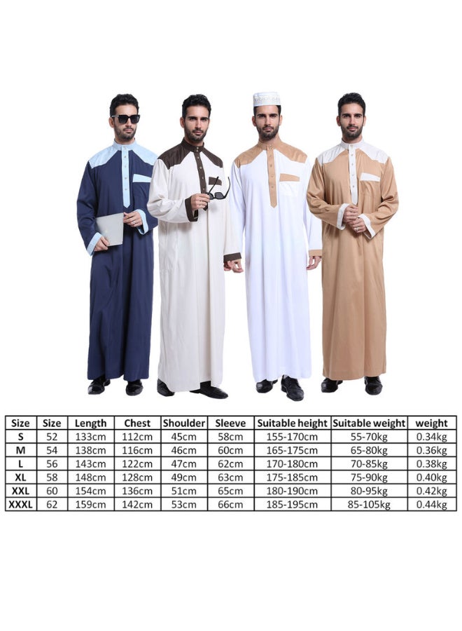 Hanyimidoo - Casual Wear Round Neck National Costume Robe Blue - Image 1