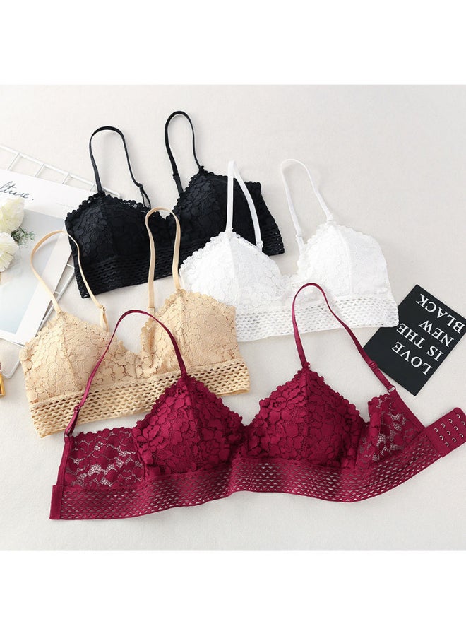 Lace Details  Padded Cups Spaghetti Shoulder Straps Comfortable Bra White - Image 2