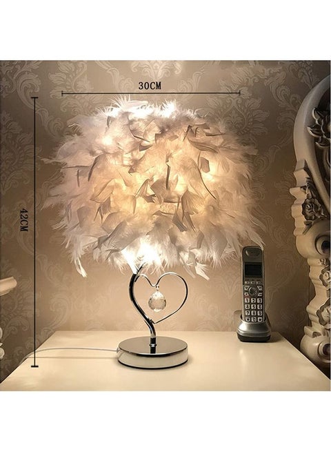 Feather LED Bedside Table Lamp White