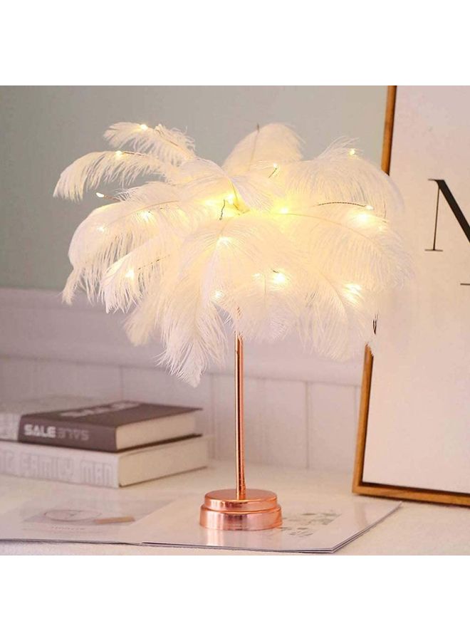 شو وو مصباح طاولة LED مزين بالريش أصفر - Image 1