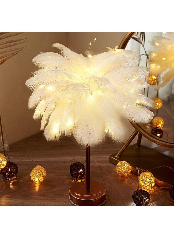 شو وو مصباح طاولة LED مزين بالريش أصفر - Image 2