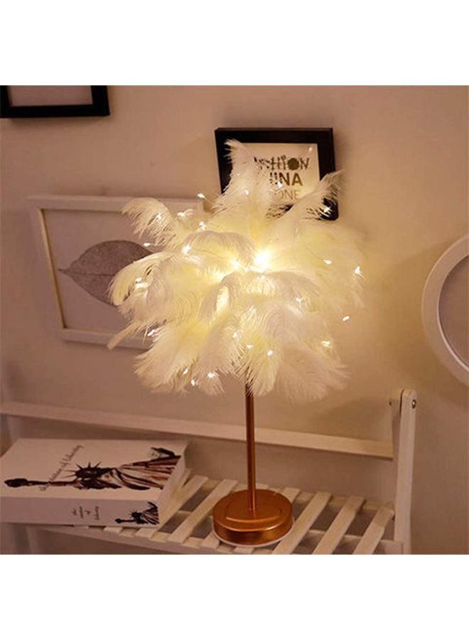 شو وو مصباح طاولة LED مزين بالريش أصفر - Image 3