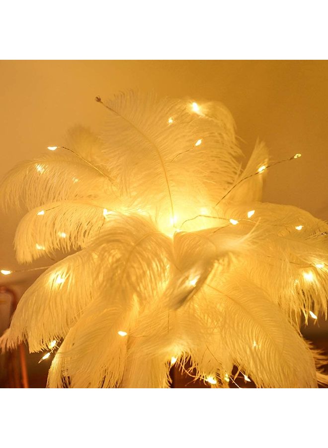 شو وو مصباح طاولة LED مزين بالريش أصفر - Image 4