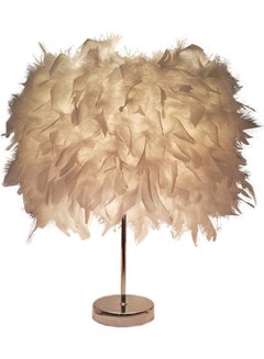Portable Modern Style Antique Designed Decorative Table Lamp With Feather Lampshade White/Silver 28x38cm