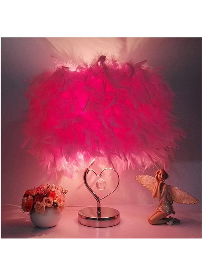 XiuWoo Feather LED Bedside Table Lamp Pink - Image 1
