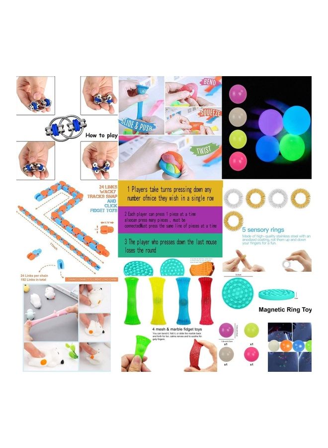 23-Piece Sensory Squeeze Fidget Stress-Relieve Squishy Toy Set, Assorted