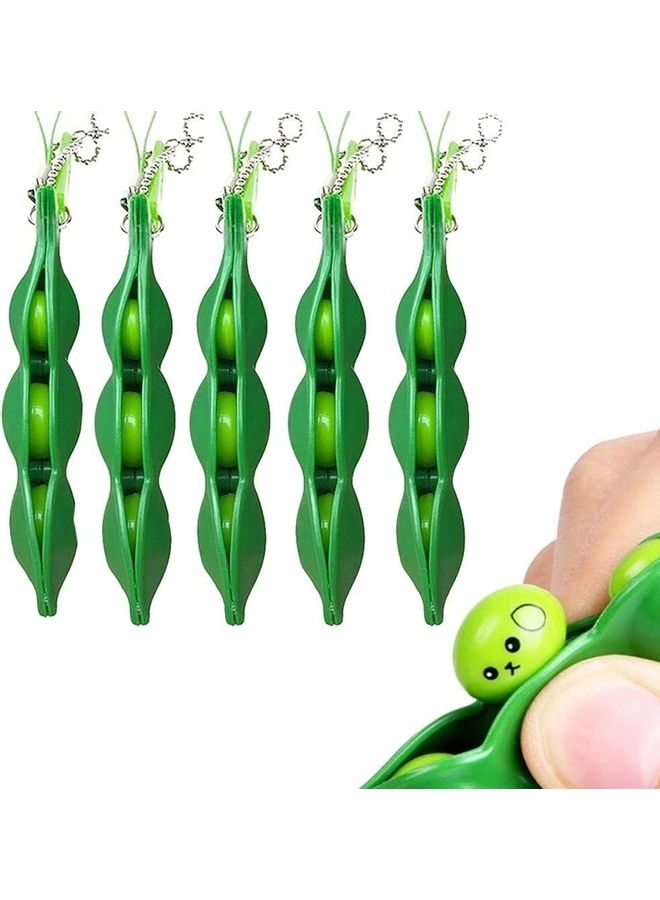 XiuWoo 5-Piece Squeeze Peas Keychain Toy - Image 1