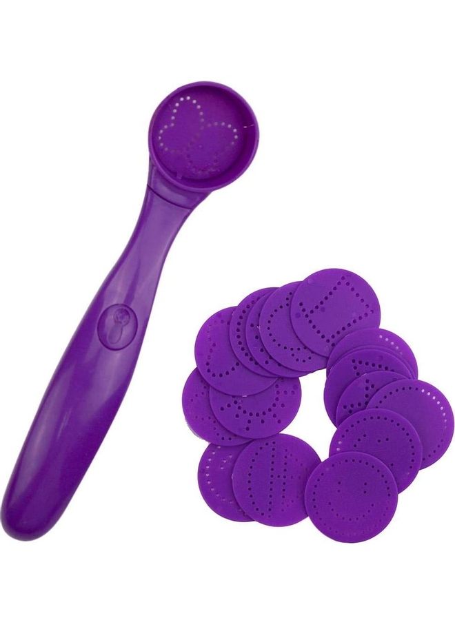 XiuWoo 16-Piece Templates Coffee Art Stencils Spice Carving Tools With Mold Spoon Purple - Image 1