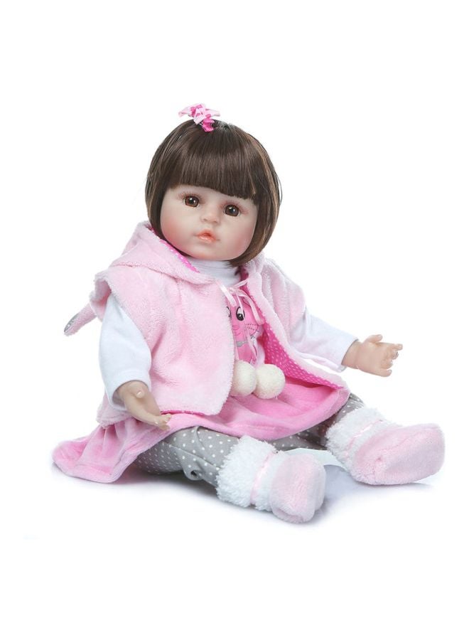 Reborn Baby Doll with Pink Rabbit Outfit 43.3x15x24.5cm