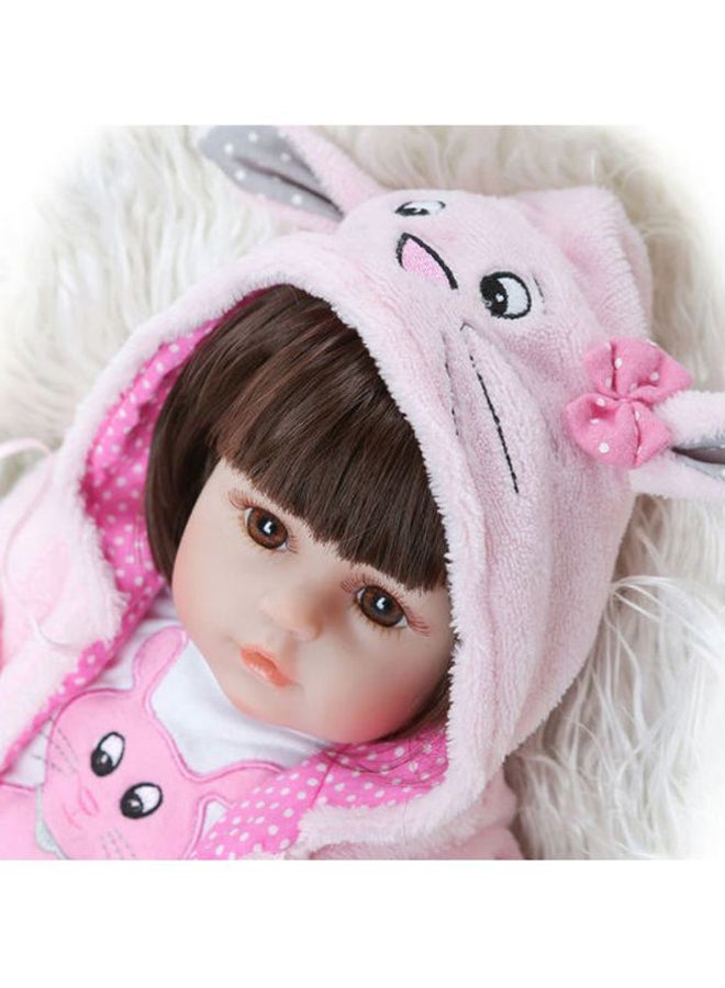 Reborn Baby Doll with Pink Rabbit Outfit 43.3x15x24.5cm