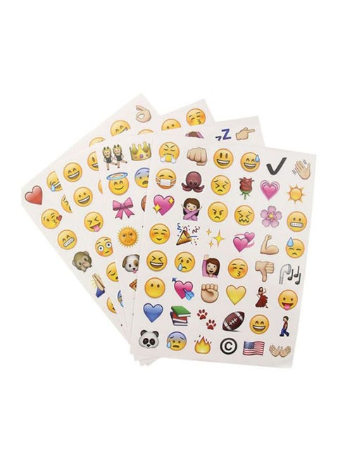 4-Piece Die Cut Emoji Smile Sticker, Age 3+ Years 18x13.5cm