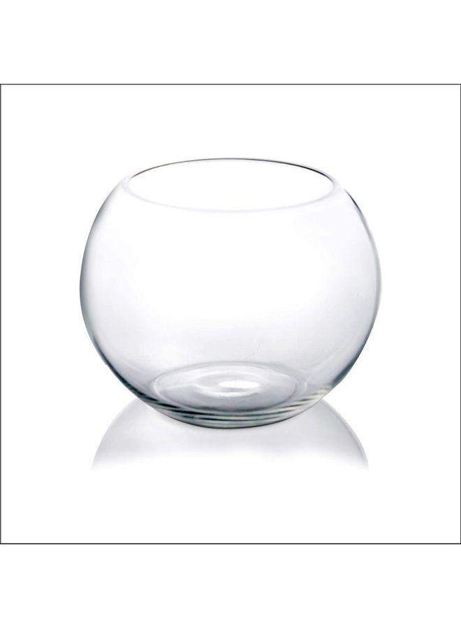 Round Bowl Shaped Vase Clear 10x10cm - Image 1