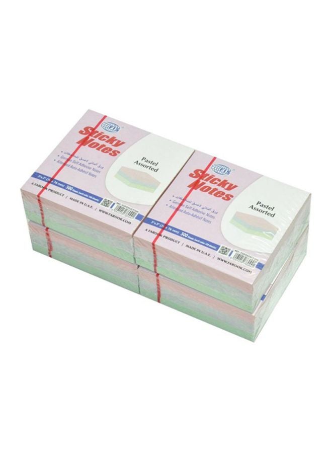 FIS Pack Of 4 Sticky Note Set Pink/Blue/Green  - Image 1