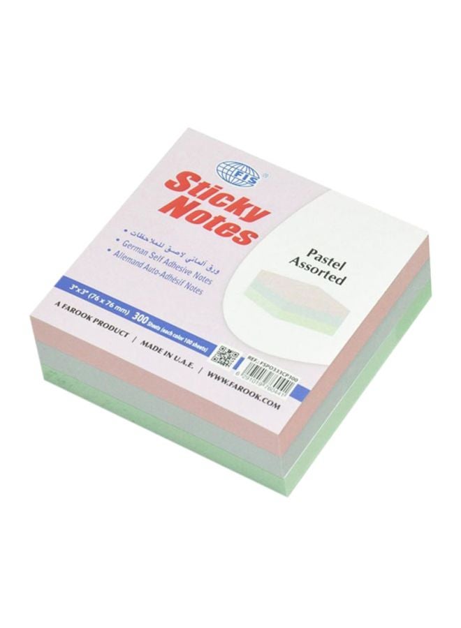 FIS Pack Of 4 Sticky Note Set Pink/Blue/Green  - Image 2