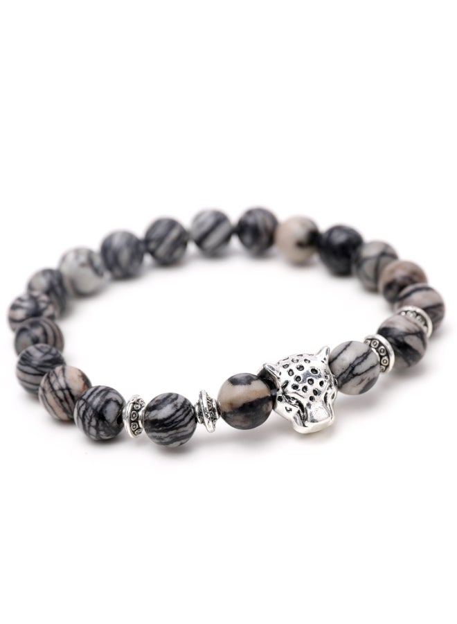 جولي سوار من الخرز باللون الفيروزي وخرزة على شكل رأس فهد - Image 2