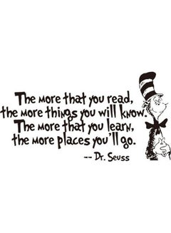Removable Quotes And Saying Dr. Seuss The More You Read, The More Things You Will Know Transfers Murals Reading Wall Decal Love Baby Kids Children Bedroom School Art Wall Decals Stickers Black 30*57cm