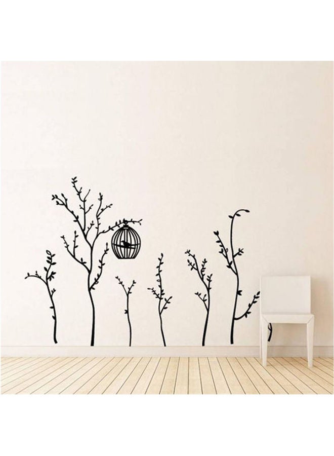 Tree Sticker Decorative Colivia Neagra Cage With Bird , Home Decor , Wall Sticker Black 120*195cm