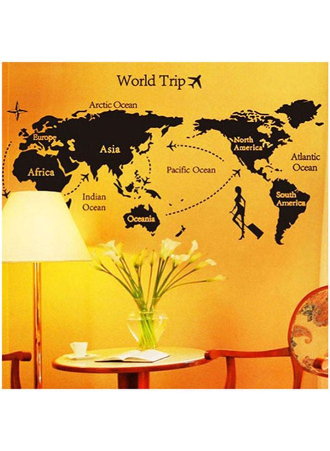 World Map Background Decoration Removable Wall Sticker Black 60*90cm - Image 1