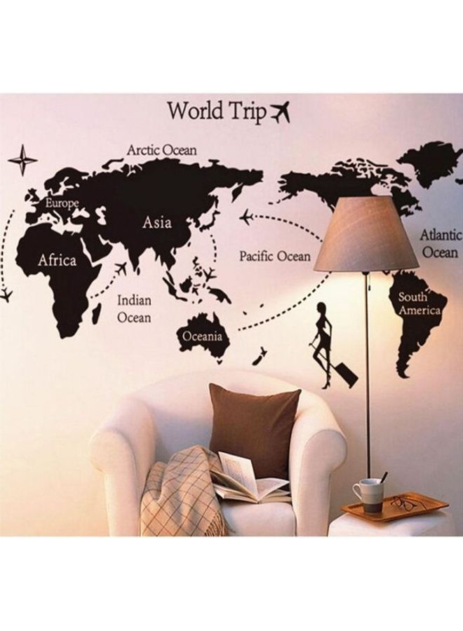 World Map Background Decoration Removable Wall Sticker Black 60*90cm - Image 2