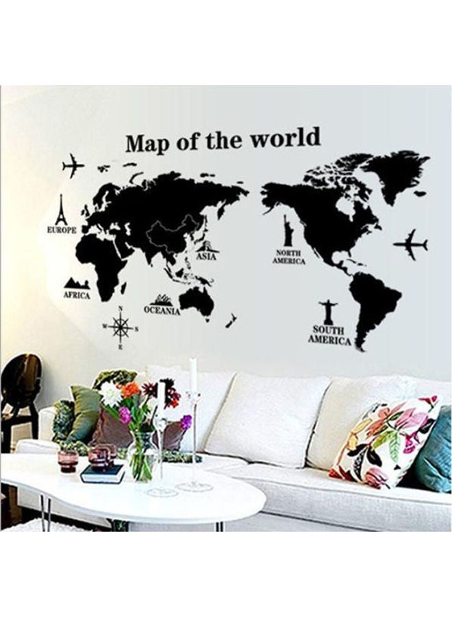World Map Sofa Living Room Glass Background Wall Sticker Black 60*90cm - Image 1