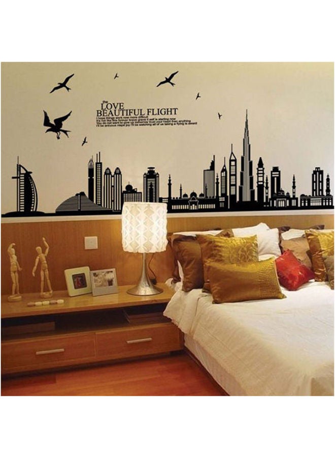 ملصق جداري كبير لاصق مضاد للماء بتصميم مدينة دبي لديكور المنزل أسود 60*90سم - Image 1