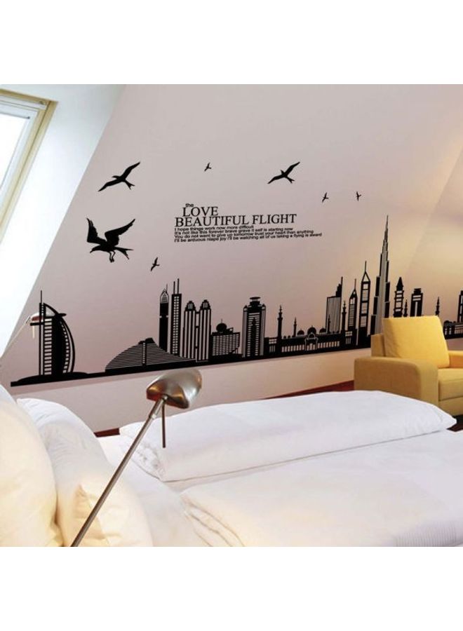 ملصق جداري كبير لاصق مضاد للماء بتصميم مدينة دبي لديكور المنزل أسود 60*90سم - Image 2