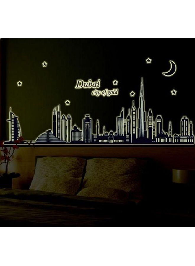 ملصقات جدارية مضيئة قابلة للإزالة بتصميم صورة ظلية لمدينة دبي أسود 60*909سم - Image 2